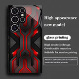Red and Black Geometric Mecha-Style Tempered Glass Phone Case For Samsung
