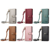 Love Heart Zipper Lanyard Leather Wallet Case for iPhone