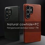 Natural Cowhide Genuine Leather Case For Samsung Galaxy
