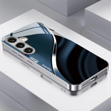 Electroplated glass phone case with blue ripple light-and-shadow pattern For Samsung