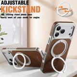 Rotating magnet ring folding stand leather magnetic phone case suitable For iPhone