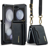 Flip Wallet Card Holder Cover With Lanyard For Samsung Z Flip