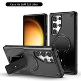 Invisible Bracket Shockproof Fold Stand Holder Magnetic Armor Case For Samsung
