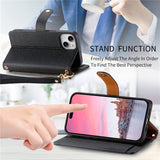 Love Heart Zipper Lanyard Leather Wallet Case for iPhone