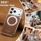 Rotating magnet ring folding stand leather magnetic phone case suitable For iPhone