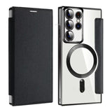 Magnetic Leather Card Clear Book Case For Samsung