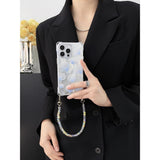 Fashion Silver Fox Shell Pearl Pendant Case for iPhone