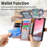Love Heart Zipper Lanyard Leather Wallet Case for iPhone