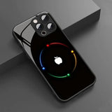 Black Carbon Fiber For Apple Pattern Glass Phone Case For iPhone