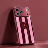 Elegant Pink Brown Floral Print Electroplated Glass Case For iPhone