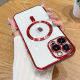 Clear Luxury Plating Camera Protection Magnetic Soft TPU Case For iPhone