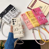 Cute Bowknot Down Jacket Wrist Strap Lanyard Case for Samsung Galaxy
