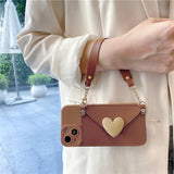 Sweet 3D Heart Crossbody Wallet Phone Case For iPhone