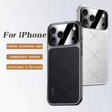 Luxury Frame Leather  Plating Camera Protect Shockproof Case  For iPhone