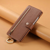 Wallet Flip  Leather Strap Card Slots Zipper Case for Samsung