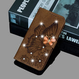 Glitter Leather Flip Wallet Butterfly Bling Book Card Case For iPhone