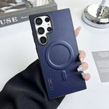 Luxury Matte Leather Magnetic Wireless Charge Case For Samsung Galaxy