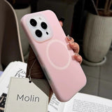 Solid Color Jelly Magnetic Liquid Silicone Phone Case For iPhone