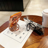 Transparent Magnetic Ring Holder Kickstand Hard Case For Iphone