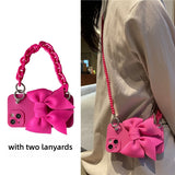 Rose pink crossbody lanyard Case for iPhone