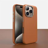 Luxury Business Metal Camera PU Leather Magnetic Case For iPhone