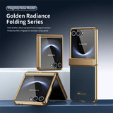 PU Leather Plating Hinge Full Protective Case For Samsung Galaxy Z Flip