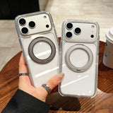 Transparent Magnetic Ring Holder Kickstand Hard Case For Iphone