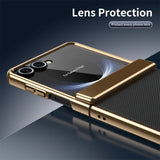 PU Leather Plating Hinge Full Protective Case For Samsung Galaxy Z Flip