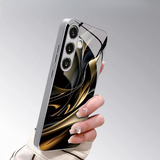 Black Gold Curved Pattern Electroplated Glass Phone Case For Samsung