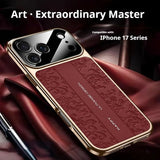 Luxurious Leather Back Electroplated Soft TPU Case For iPhone
