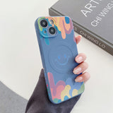 Silicone Graffiti Smile Magnetic Case for iPhone