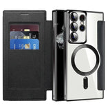 Magnetic Leather Card Clear Book Case For Samsung