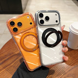 Transparent Magnetic Ring Holder Kickstand Hard Case For Iphone
