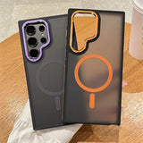 Magnetic Non-Slip Frame Armor Wireless Charging Case For Samsung