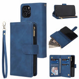 Premium Leather Wallet  Zipper Wallet Card Slots Magnetic Flip Case For iPhone