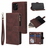 Premium Leather Wallet  Zipper Wallet Card Slots Magnetic Flip Case For iPhone