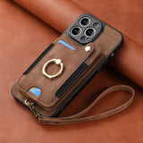 RFID Anti-theft Finger Ring Buckle Lanyard Multi-function Card Holder Phone Case for IPhone