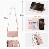 Crossbody Flip Leather Women Girls Wallet Card Holder  Case For iPhone