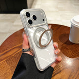Transparent Magnetic Ring Holder Kickstand Hard Case For Iphone