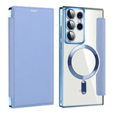 Magnetic Leather Card Clear Book Case For Samsung