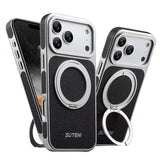 Rotating magnet ring folding stand leather magnetic phone case suitable For iPhone