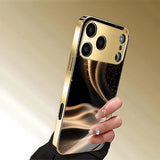 Luxury Black Gold Sand Streamer Glass Case For iPhone