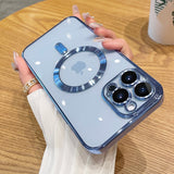 Clear Luxury Plating Camera Protection Magnetic Soft TPU Case For iPhone