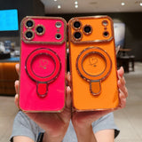 Plating Love Heart Magnetic Phone Case For iPhone