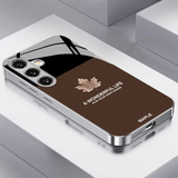Leaf Message Pattern Electroplated Glass Phone Case For Samsung