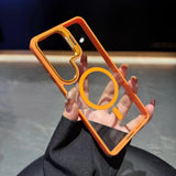 Transparent Magnetic Metal Lens Bracket Case For Samsung