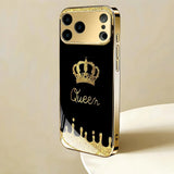 Queen Golden Crown Electroplated Glass Phone Case For iPhone