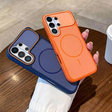 Luxury color-blocked frosted magnetic phone case For Samsung