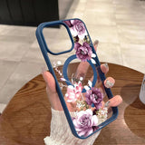 Lavender Pink Floral Print For Magnetic Phone Case for iPhone