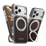 Rotating magnet ring folding stand leather magnetic phone case suitable For iPhone